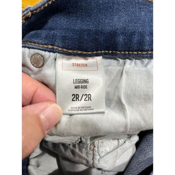 Express Women's Jeans Size 2 R Blue Mid Rise Stretch Legging Distressed - Picture 5 of 11